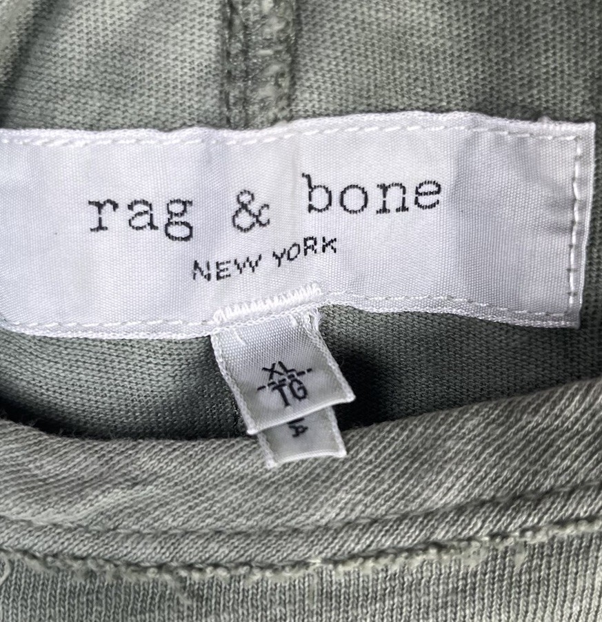 Rag & Bone Men's XL Tshirt Linen Cotton Tie Dye The Hayden Green Stone Wash gallery
