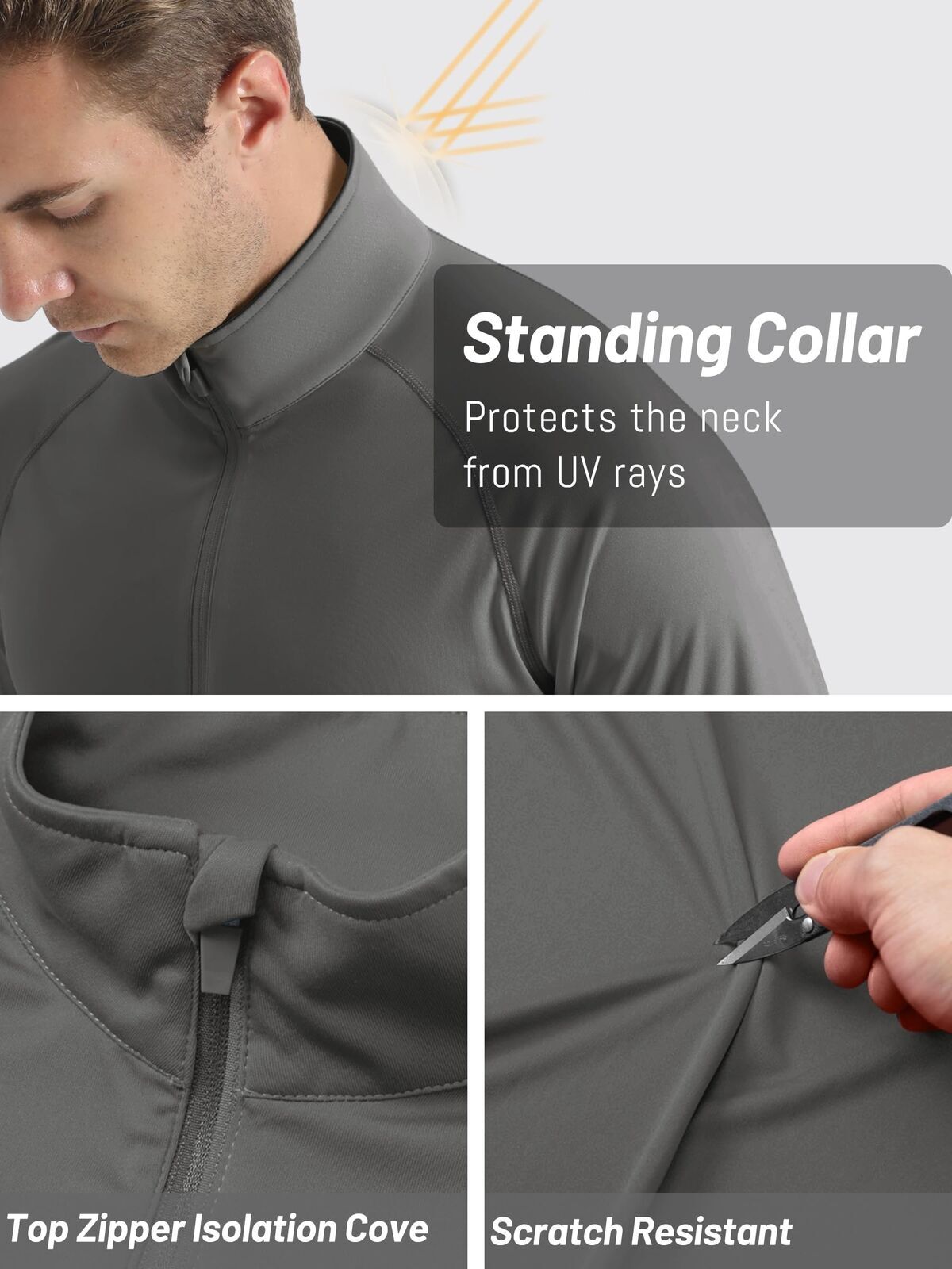 UPF50+ Mens 1/4 Zip UV Shirts Summer Skin Protection Performance Fishing T-Shirt gallery