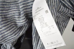 Giorgio Armani Black Label Blue Gray Striped 100% Linen T Shirt Sz 48 NEW
