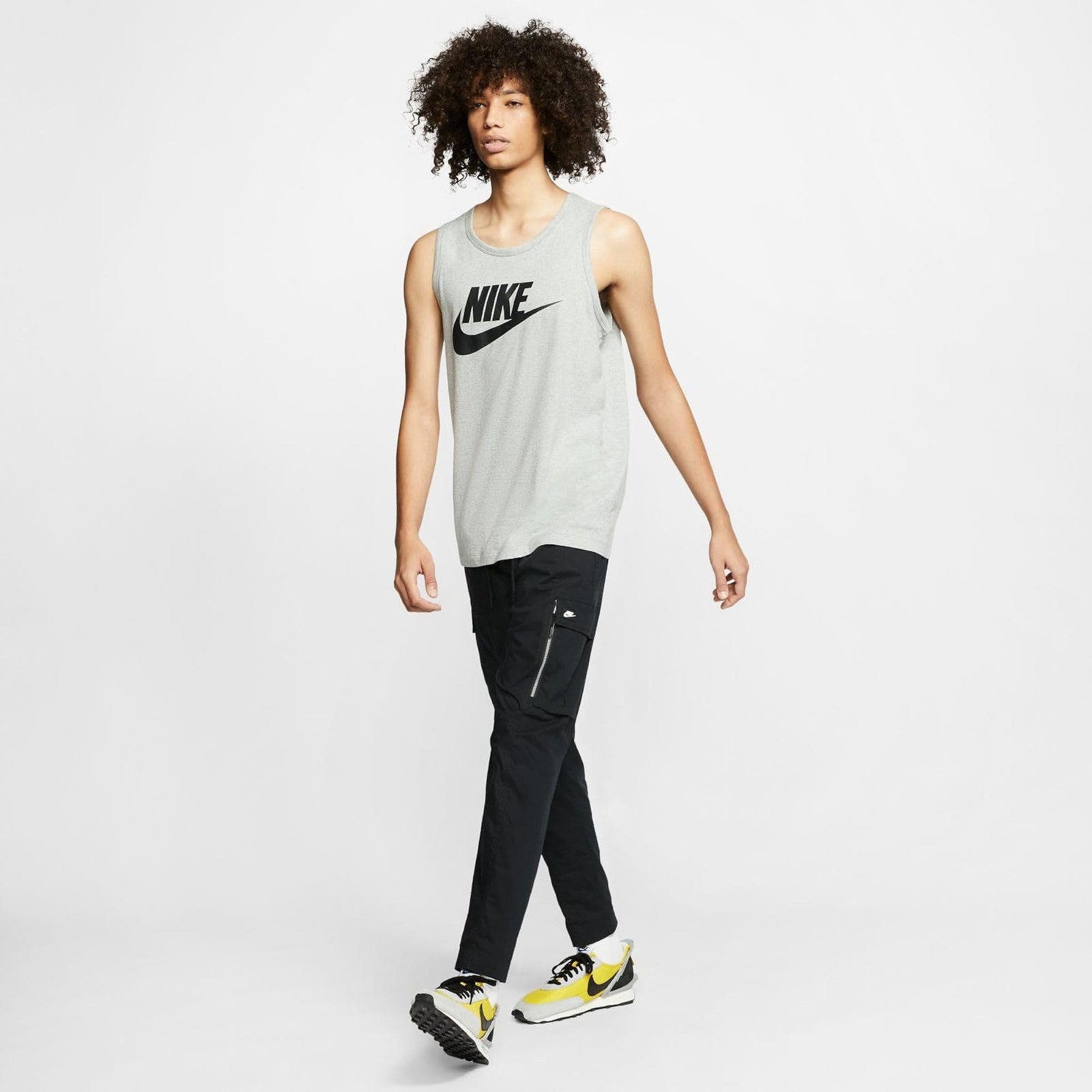 Nike Men's Sportswear Tank, Dark Grey Heather/Black, Small - Dark Grey Heather/B gallery