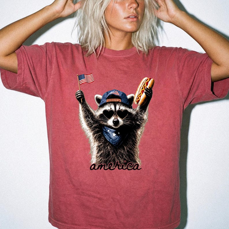 Feral & Free Racoon Comfort Shirt, 4th of July Shirt, USA Independence Day Shirt gallery