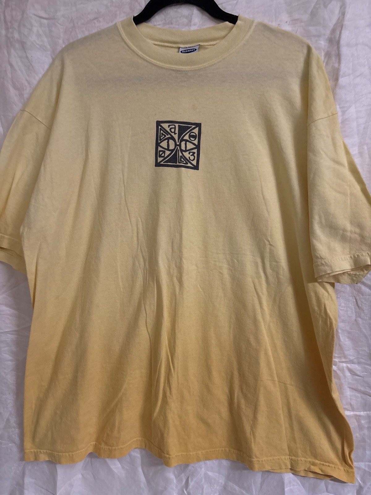 OLD NAVY Short Sleeve Shirt Men's XL-Pale Yellow w Graphic-100% Cotten gallery