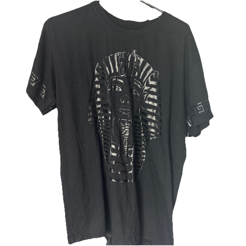 Men’s Large King Tut Egypt Pharoah Glossy Black T-Shirt Tee Shirt