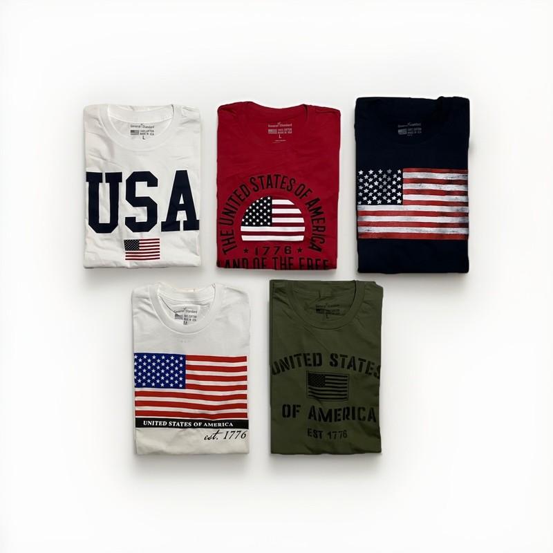 Men’s Patriotic USA American Flag T-Shirts Sizes S-3XL 100% Cotton