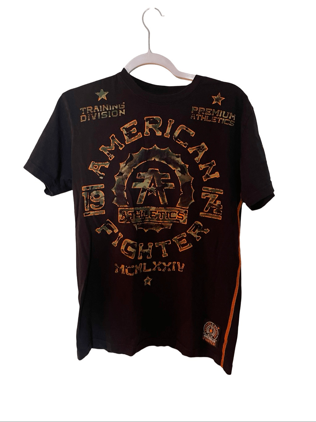 American Fighter Mens Black Orange Green Realtree Camo Graphic T-Shirt Medium gallery