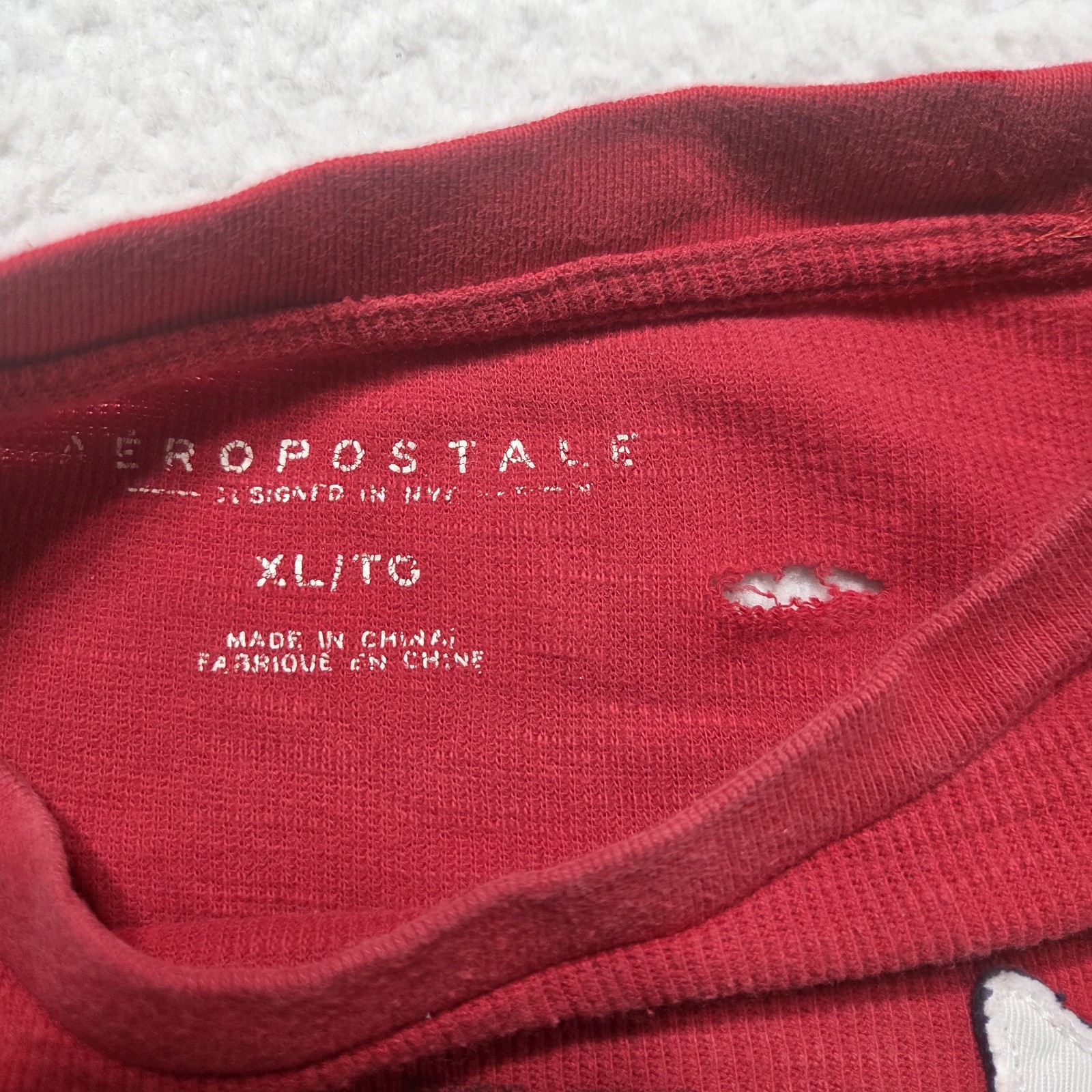 Y2K Aeropostale Mens XL Red Embroidered Letters Thermal Long Sleeve Shirt Preppy gallery