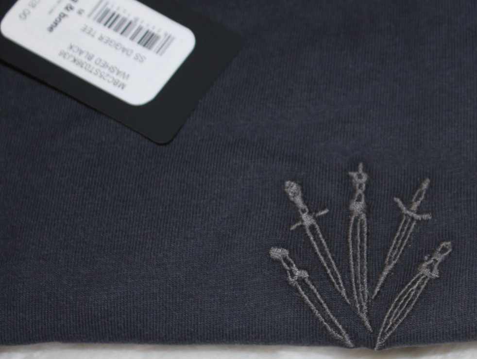 NWT Rag & Bone Short Sleeve Embroidered Dagger Tee Mens Med. Washed Black $128 gallery