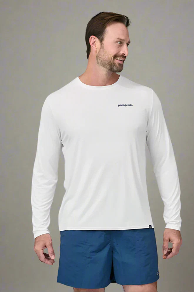 Patagonia Long Sleeve Cap Cool Daily Graphic Shirt Waters Boardshort Logo: White gallery