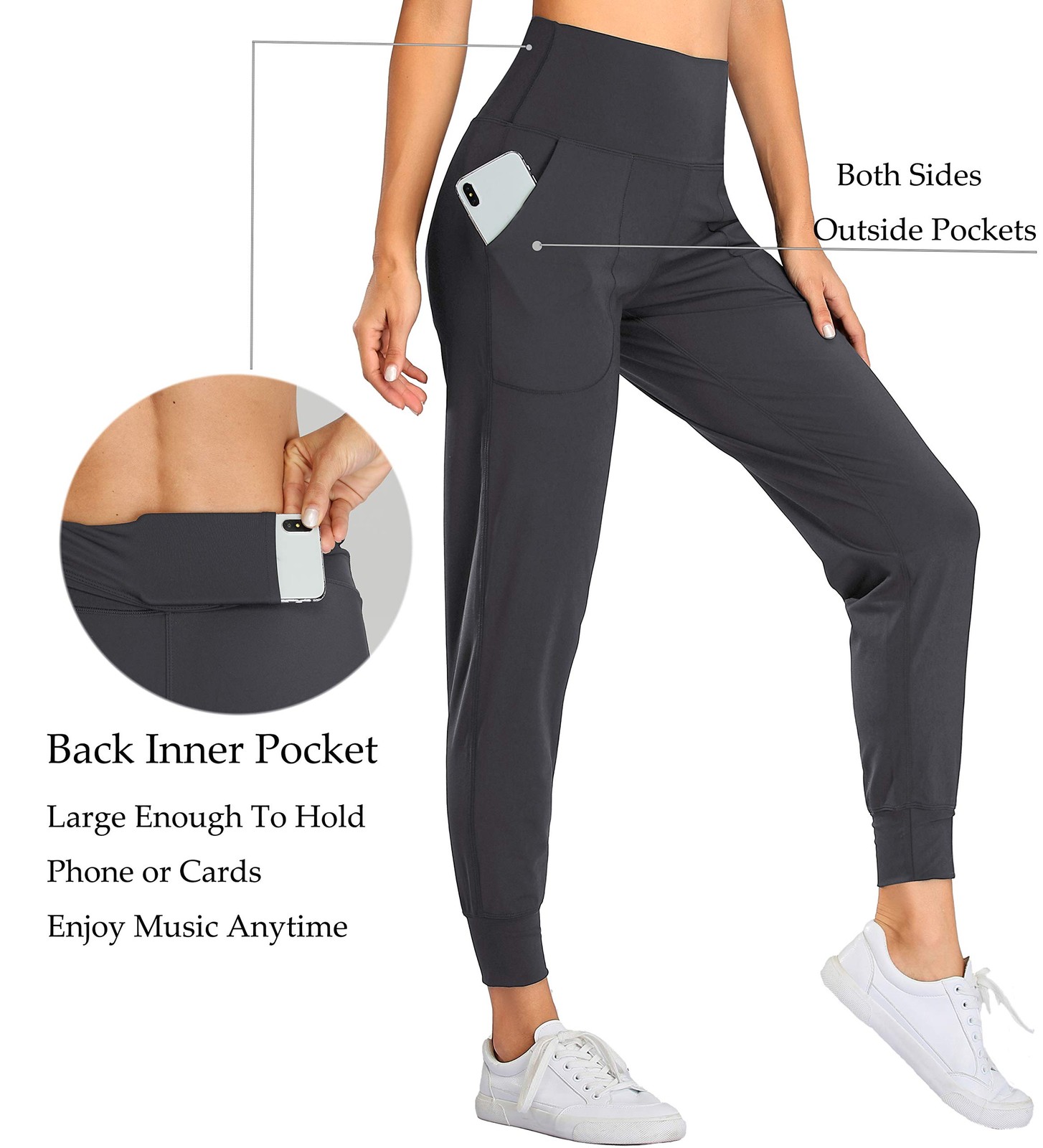 Womens Joggers, High Waist, Yoga, Pockets, Sweatpants, Sport Workout Pants gallery