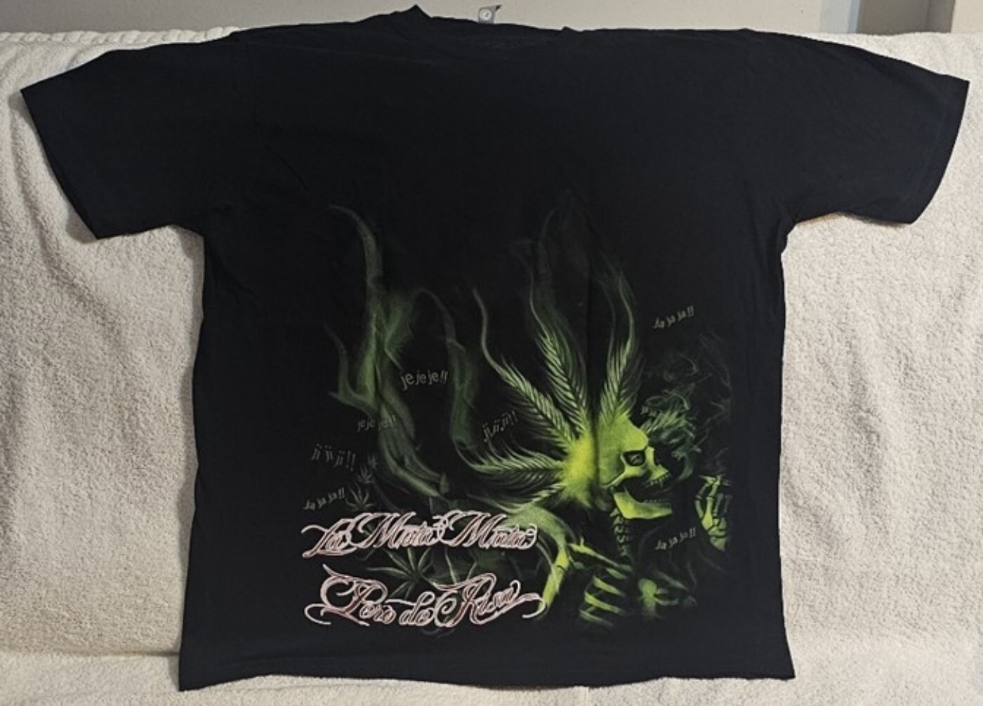 SKELETON SMOKING BONG MARIJUANA LEAF LA MOTA MATA SKULL WEED T-SHIRT gallery