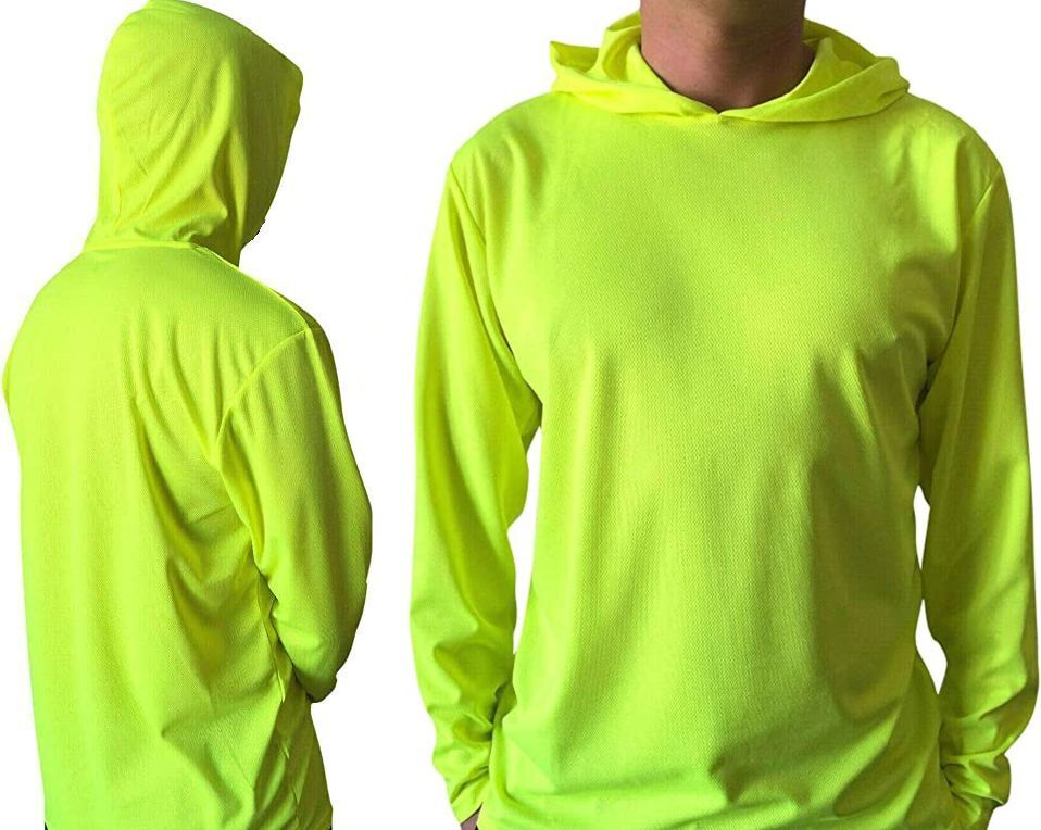 2 Pack Mens Hi Visibility Long Sleeve Hooded T-Shirt Hoodie Safety Wear SM-3X gallery