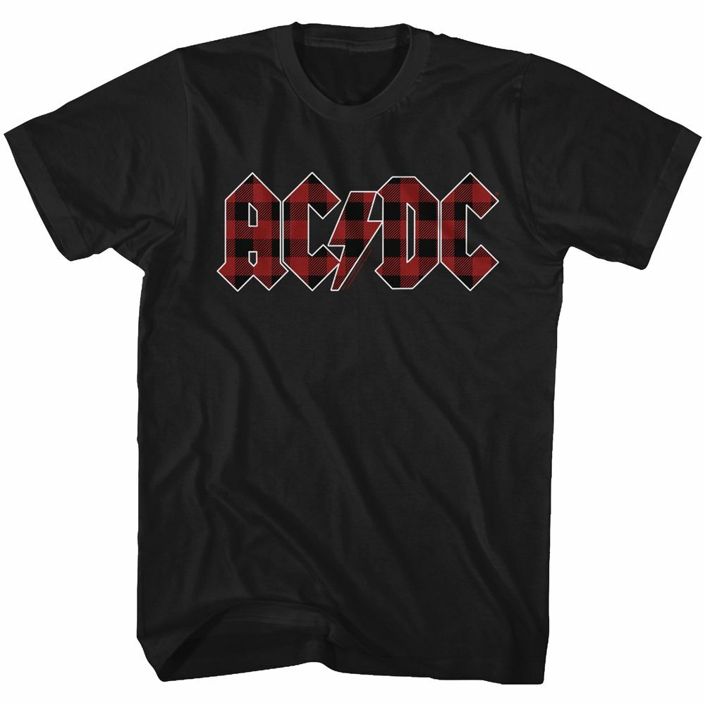 AC/DC Back In Black Plaid Black Rock and Roll Music Band T-Shirt