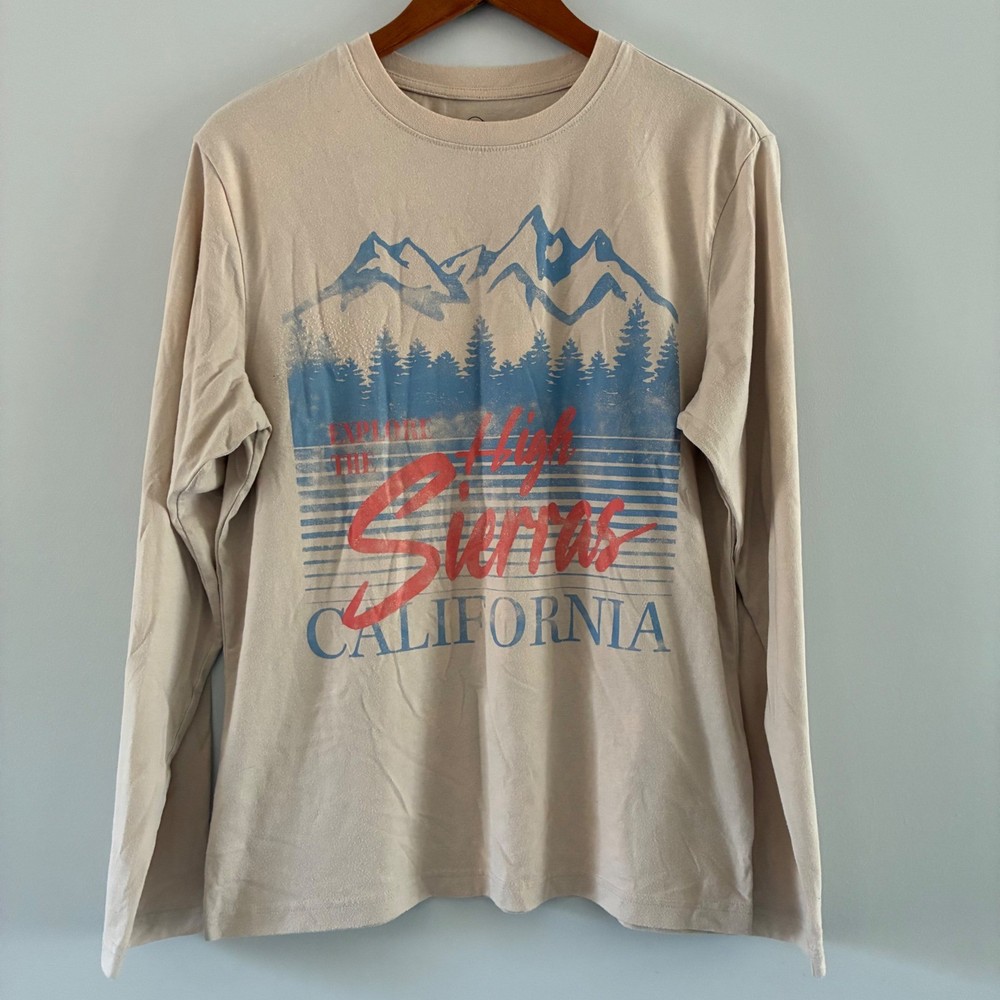 Original Use Long Sleeve T-Shirt Mens Small Tan High Sierras California Mountain
