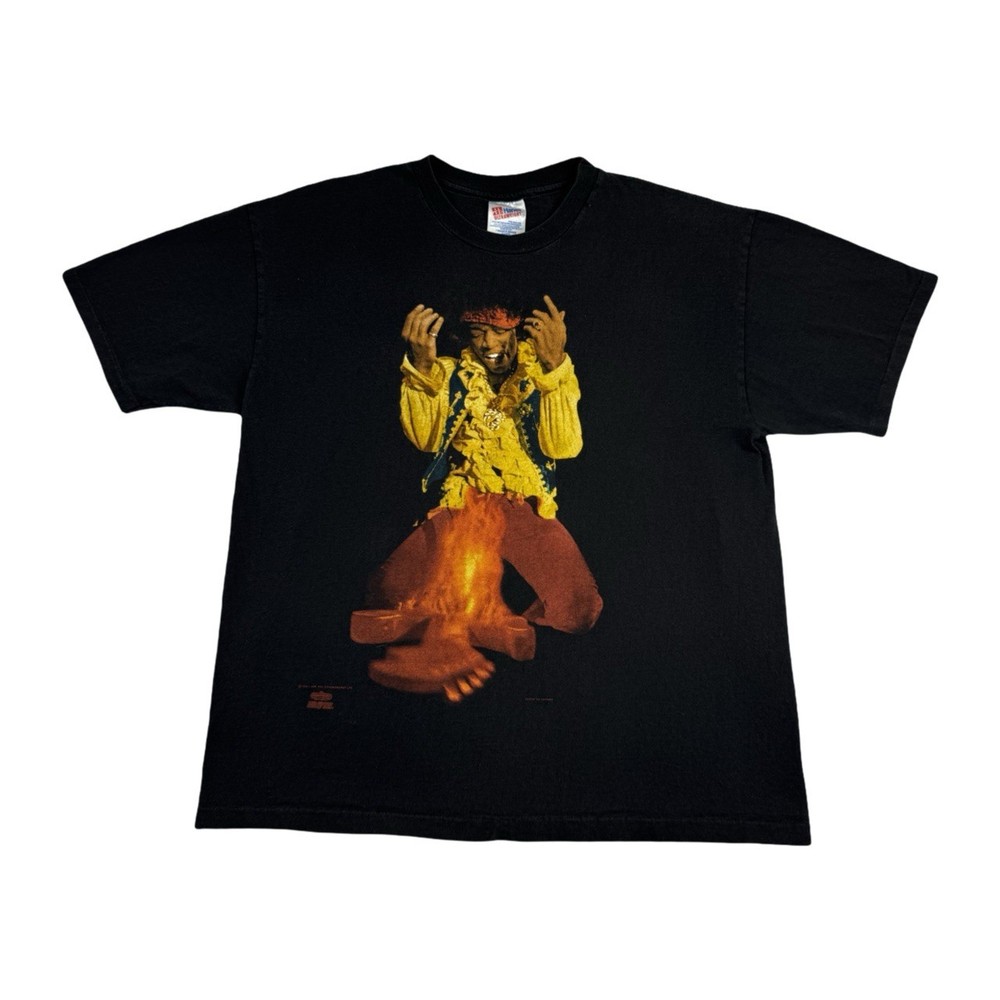 Vintage 1991 Jimi Hendrix Burning Guitar T-Shirt – Fits Medium (Labelled XL)