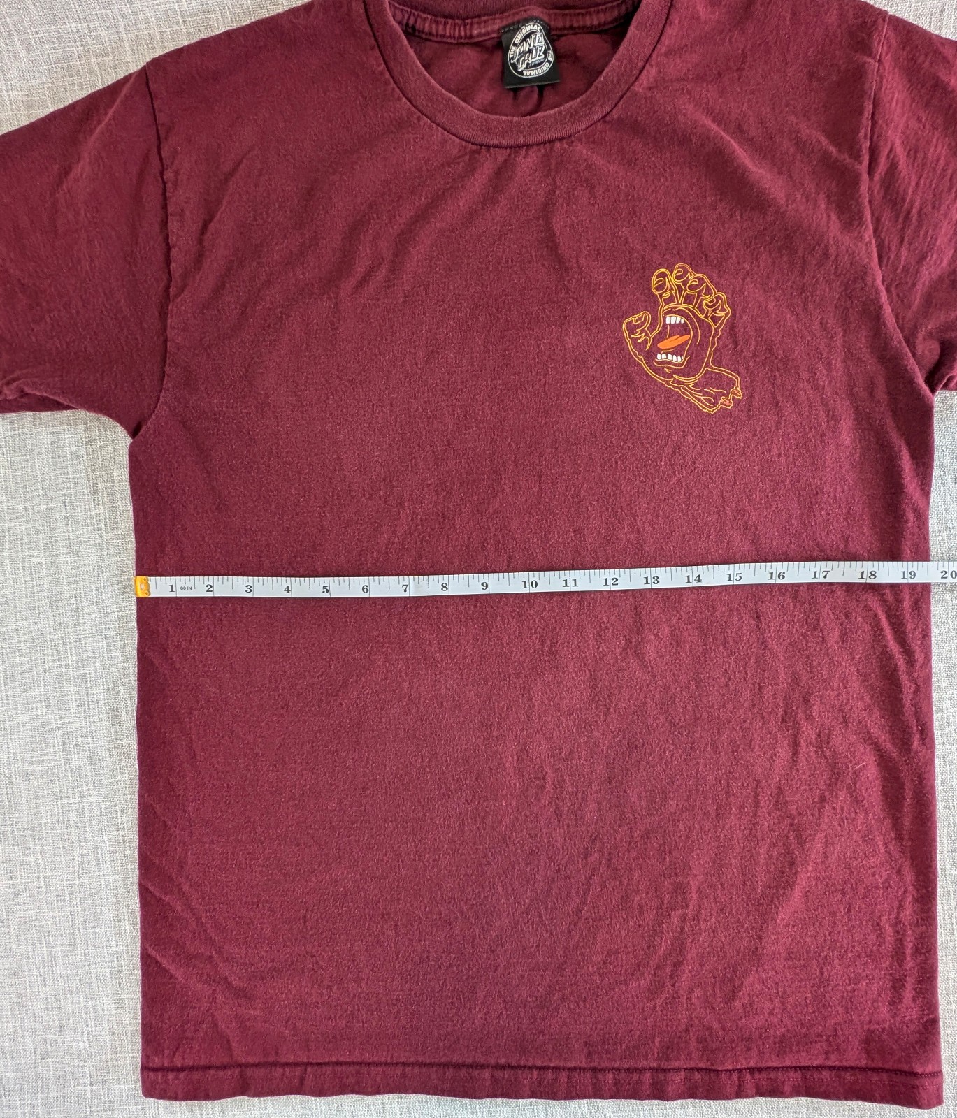 Santa Cruz Mens Burgundy Screaming Hand Graphic Short Sleeve Skateboarding Shirt gallery