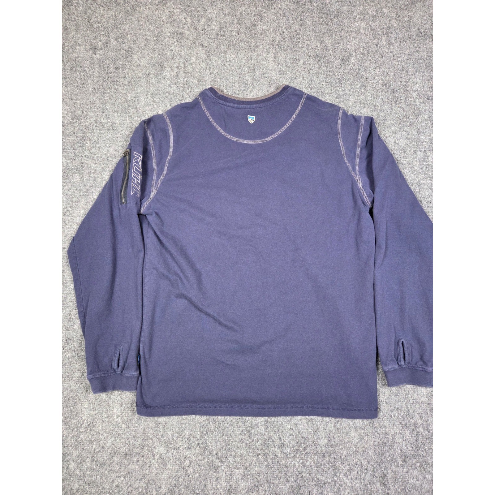 Kuhl Wildfibre Shirt Mens Medium Blue Long Sleeve Organic Cotton Zipper Pocket