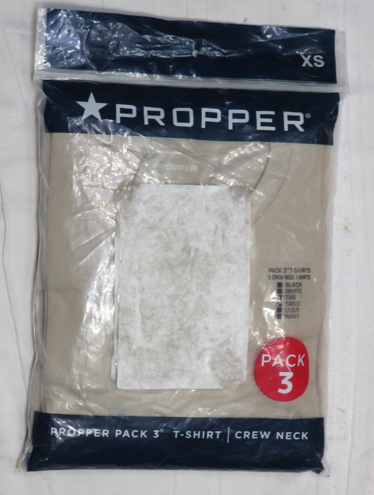PROPPER T-SHIRTS 3 PACK XS DESERT SAND KHAKI CREW NECK TEE SHIRTS TAGLESS NEW gallery