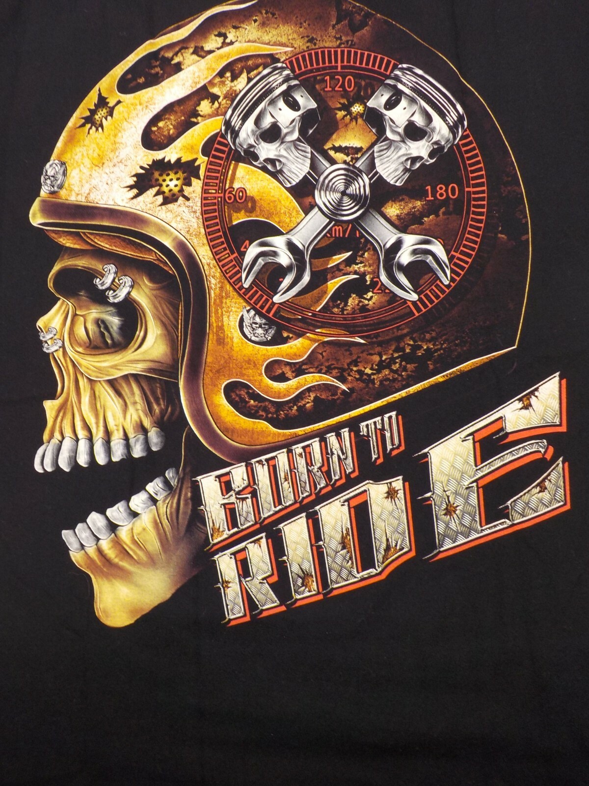 DAVID CAREY BORN TO RIDE SZ XL SKULL SHIRTZ STUDDED GLOWINDRK MOTORCYCLE T-SHIRT gallery