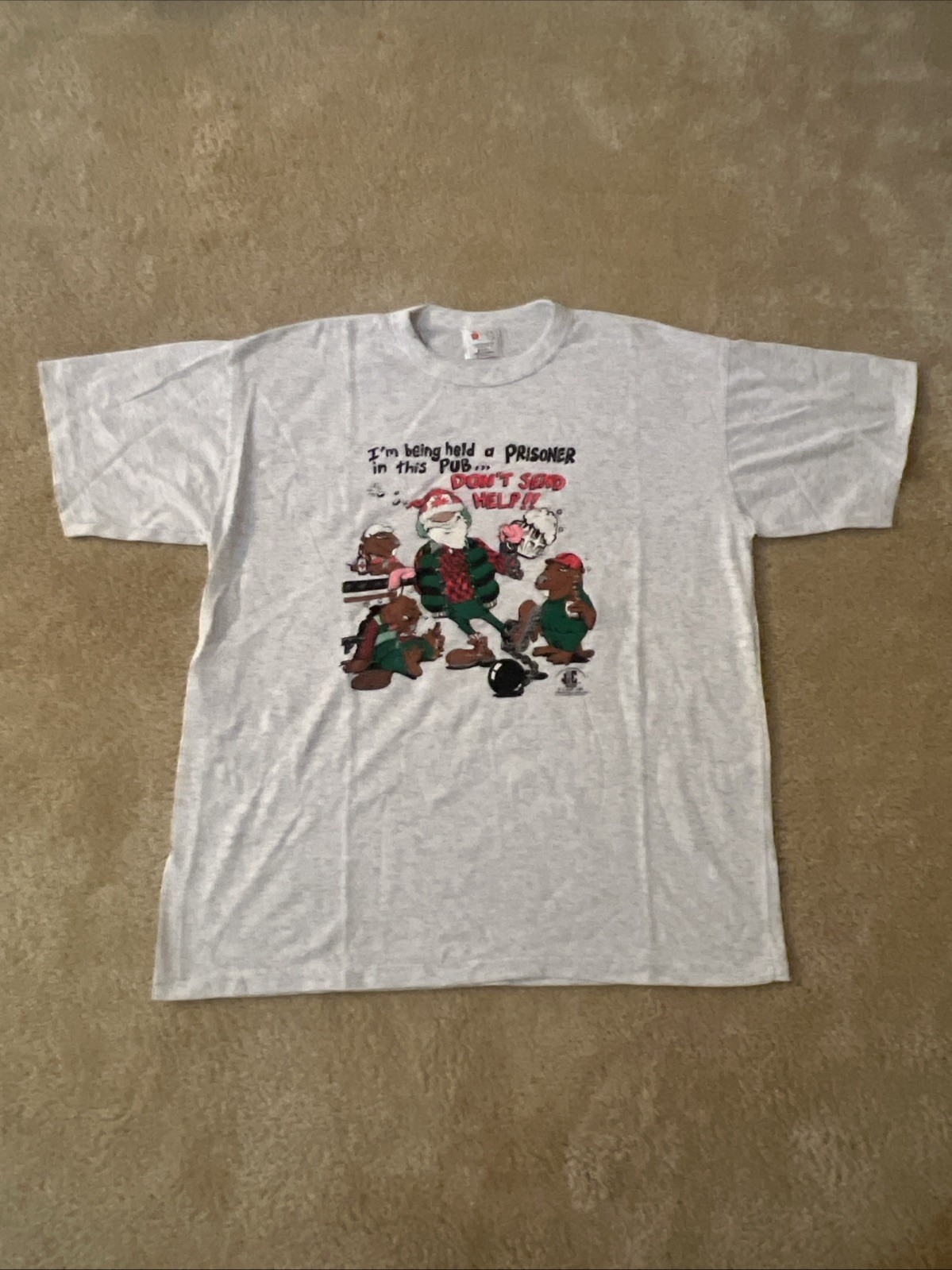 Vintage XL Canada Beer Pub Comedy Graphic T-shirt Beavers And Lumber Jack