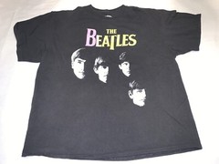 The Beatles John Paul George Ringo Pink Yellow Logo Black Graphic Shirt Sz 2XL