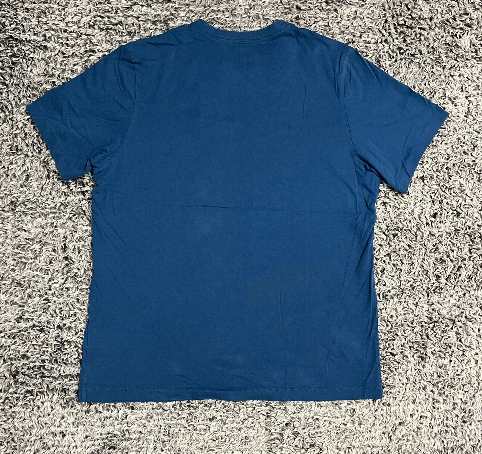Nike Shirt Adult Large Blue White Logo Swoosh Activewear Short Sleeve Casual Men gallery