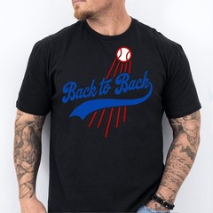 Back to Back CHAMPS | Los Angeles Baseball Ring Spun Pre-Shrunk Cotton T-Shirt