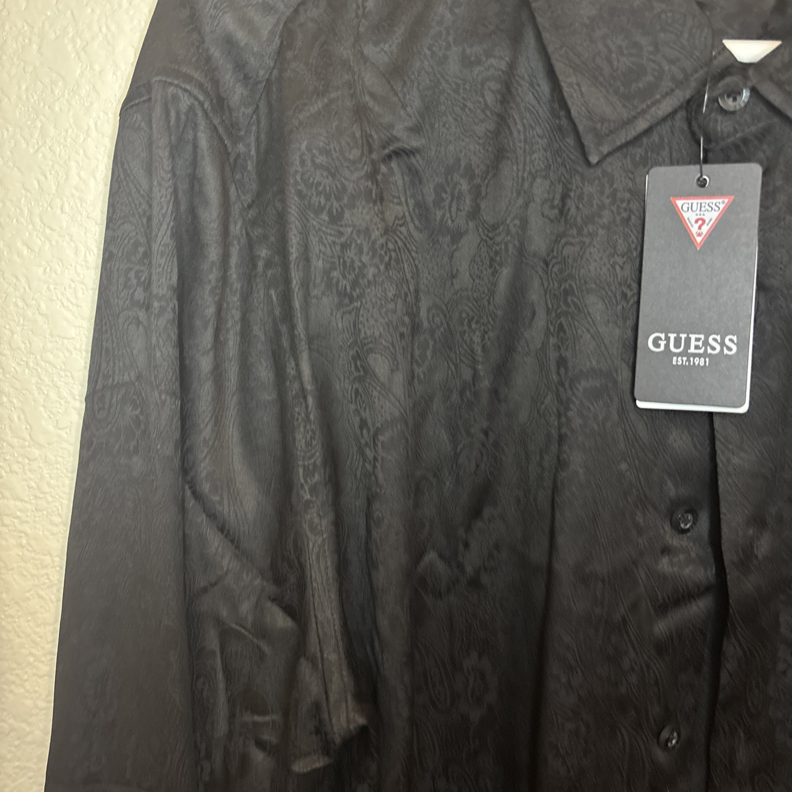 Guess Men’s regular fit Shirt Long Sleeves Paisley Print Allover Size XL gallery