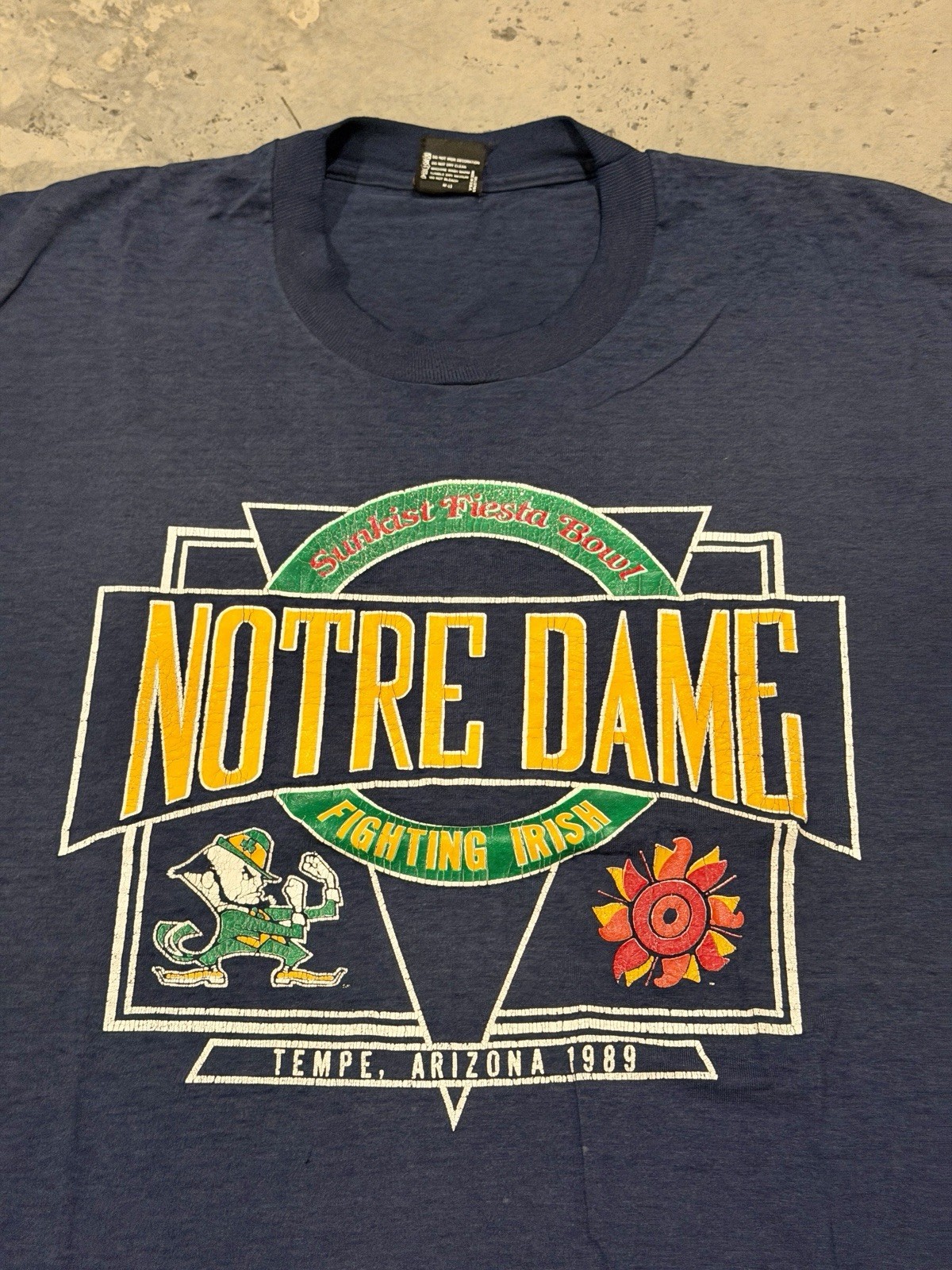 Vintage 1989 Sunkist Fiesta Bowl Notre Dame College Football T Shirt Size XL gallery