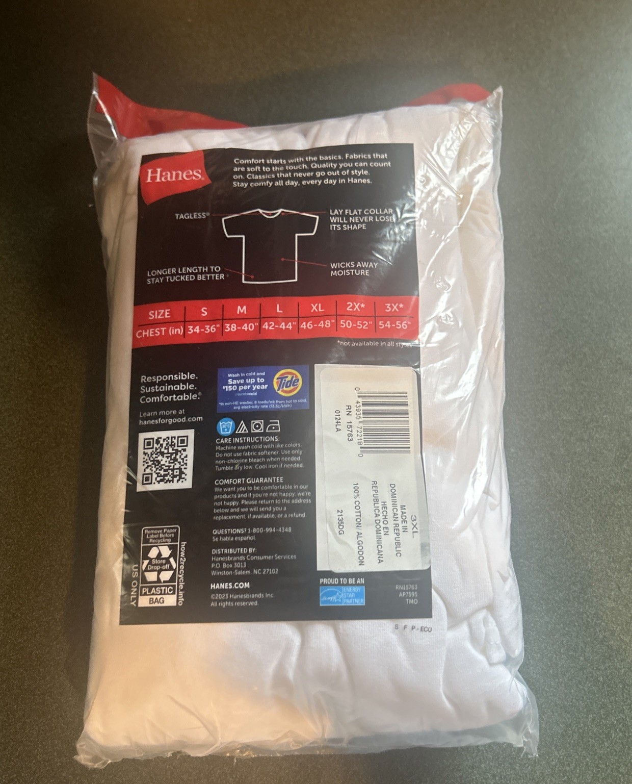 Hanes 3 Pack White Tagless T-Shirts 3XL 54-56 Crew Neck , cotton tshirts gallery