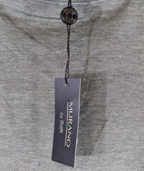 Murano by Raffi Shirt Mercerized Cotton Short Sleeve Striped Gray Mens XL V-Neck