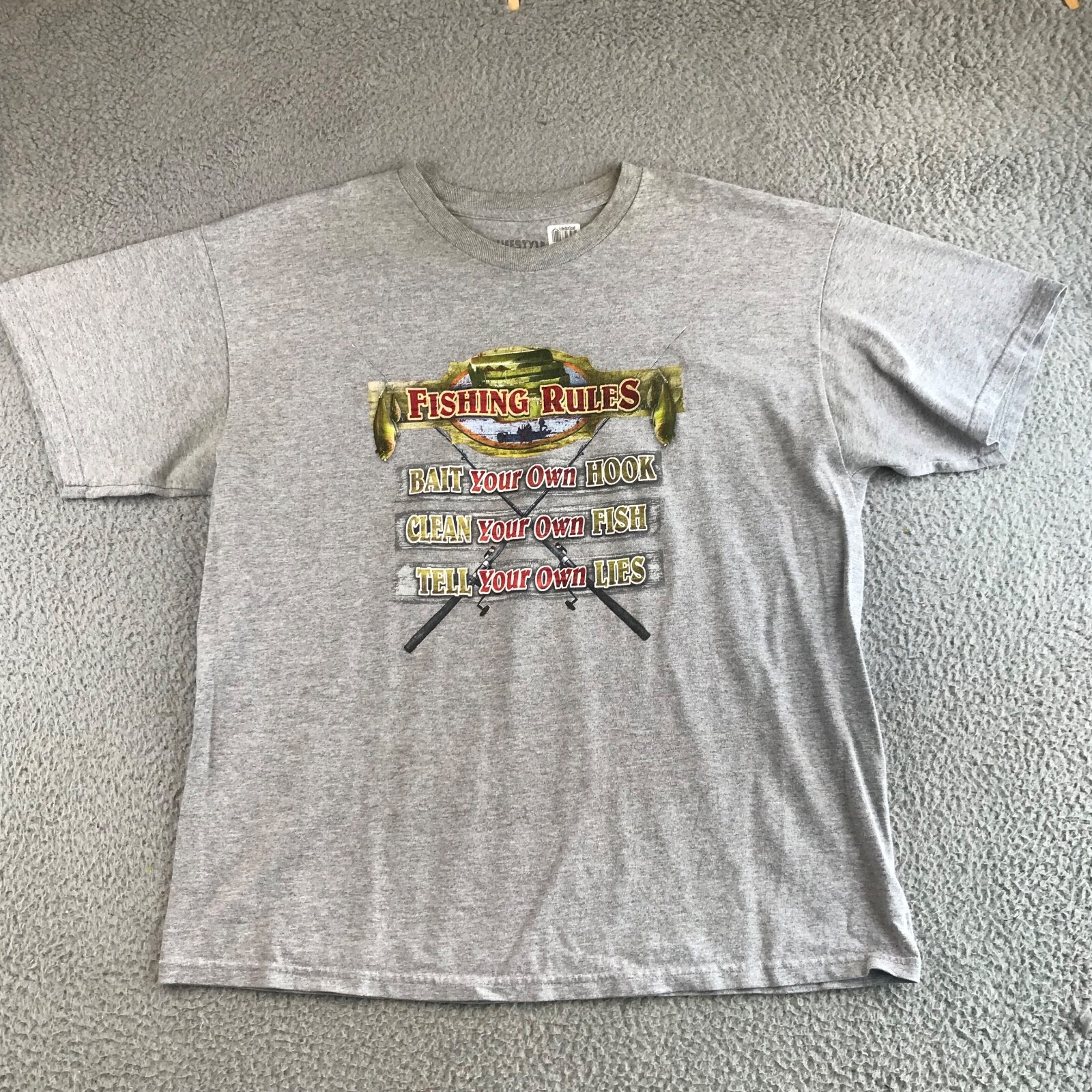 Lifestyles Legends Shirt Men’s XL Gray Fishing Rules Graphic Tee Short Sleeve