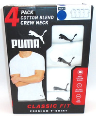 NEW MEN’S “PUMA COTTON BLEND CLASSIC FIT CREW NECK PREMIUM T SHIRT, 4 PACK TEES”