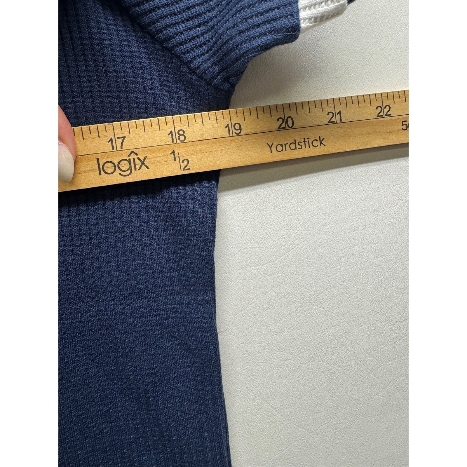 Tailored Athlete Textured Colour Blocked T-Shirt Mens S Blue White Ribbed Trim gallery