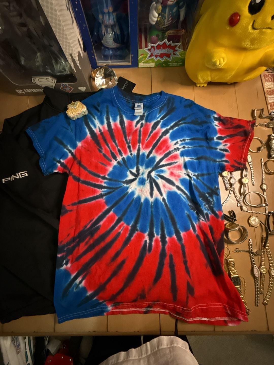 Colortone Red White and Blue Tie Dye T-Shirt Size Large gallery