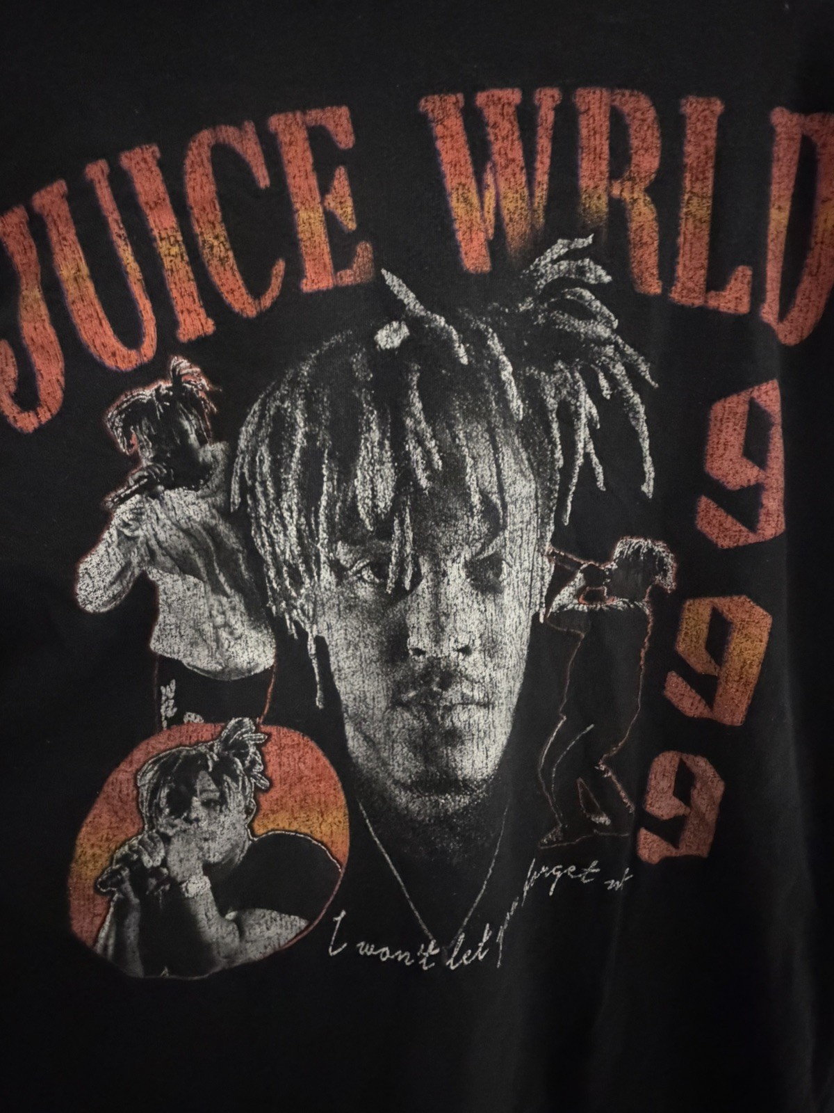 Juice WRLD 999 I Won’t Let You Forget Me Tee Mens M Black Rap Streetwear Graphic