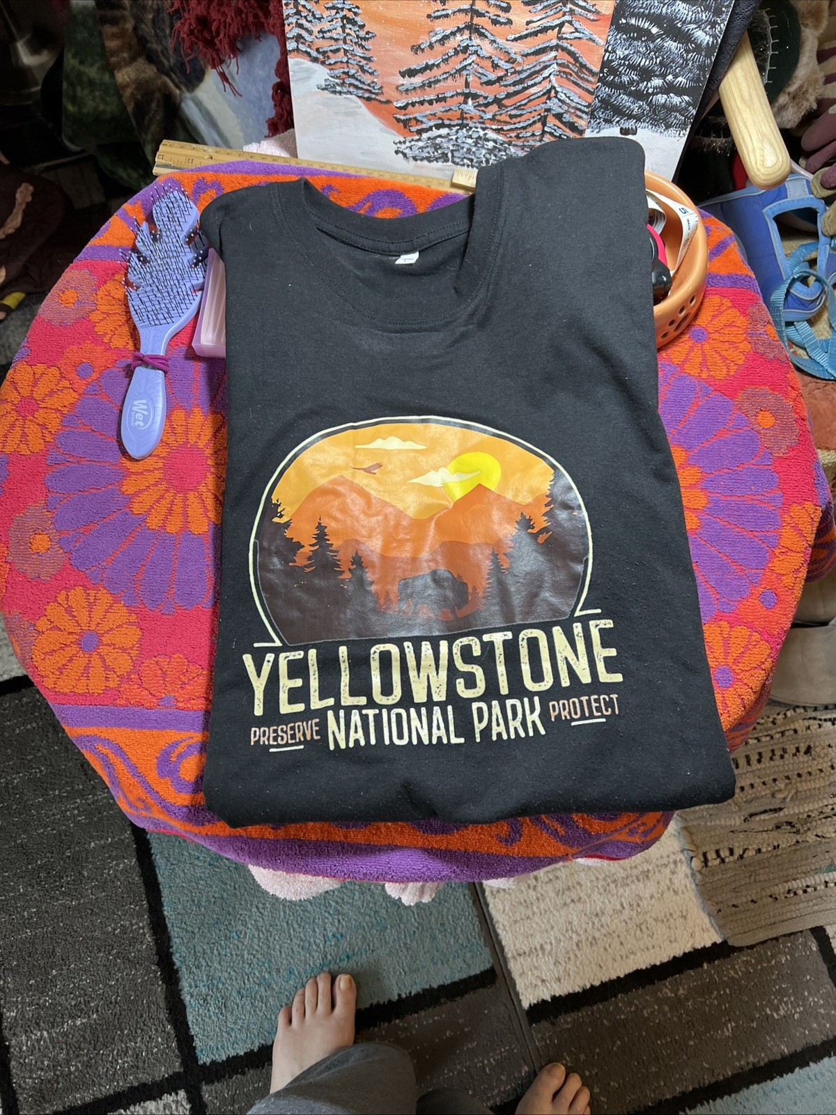 General Standard Yellowstone National Park T shirt Sz L Black Graphic Print gallery