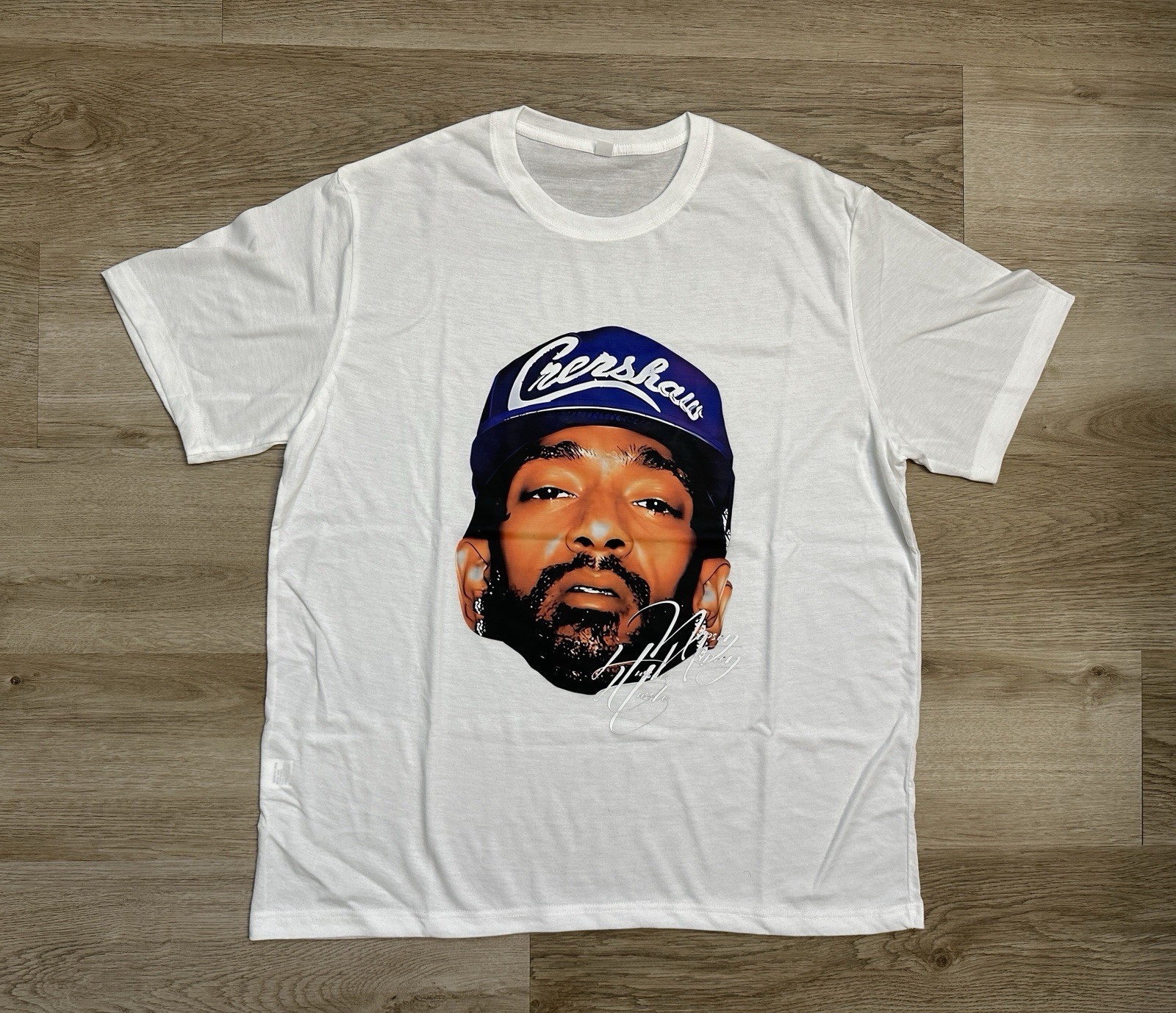RARE- NEW Men’s L, Unbranded Heat Pressed Nipsey Hussle Face Crenshaw T-Shirt