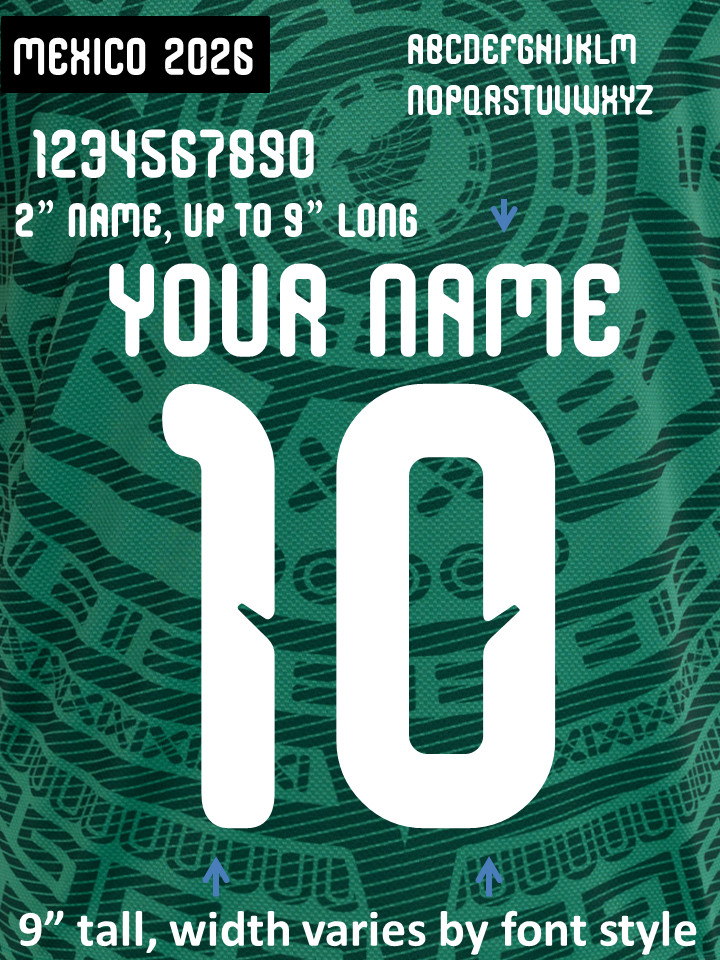 Mexico 2026 CUP World IRON ON heat press transfer numbers soccer jersey gallery