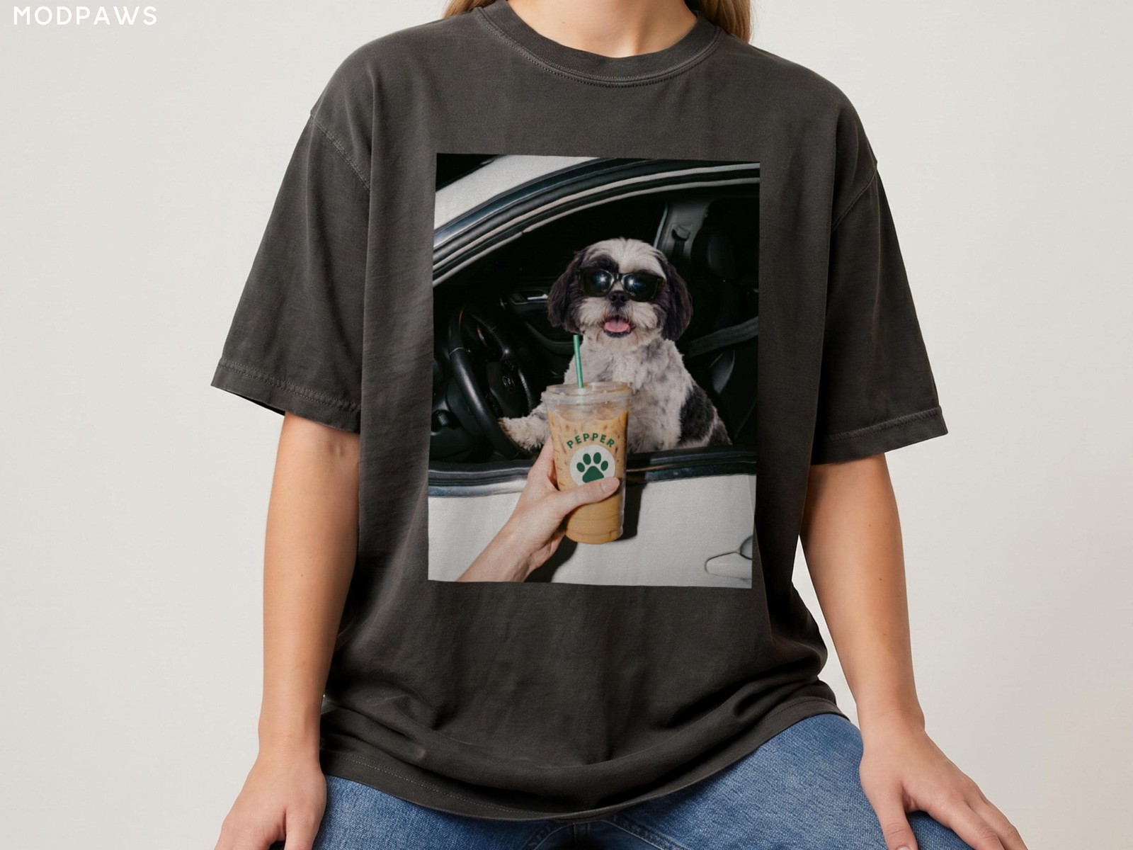 Custom Pet Photo Iced Coffee Shirt Personalized Dog Mom Tee Gift gallery