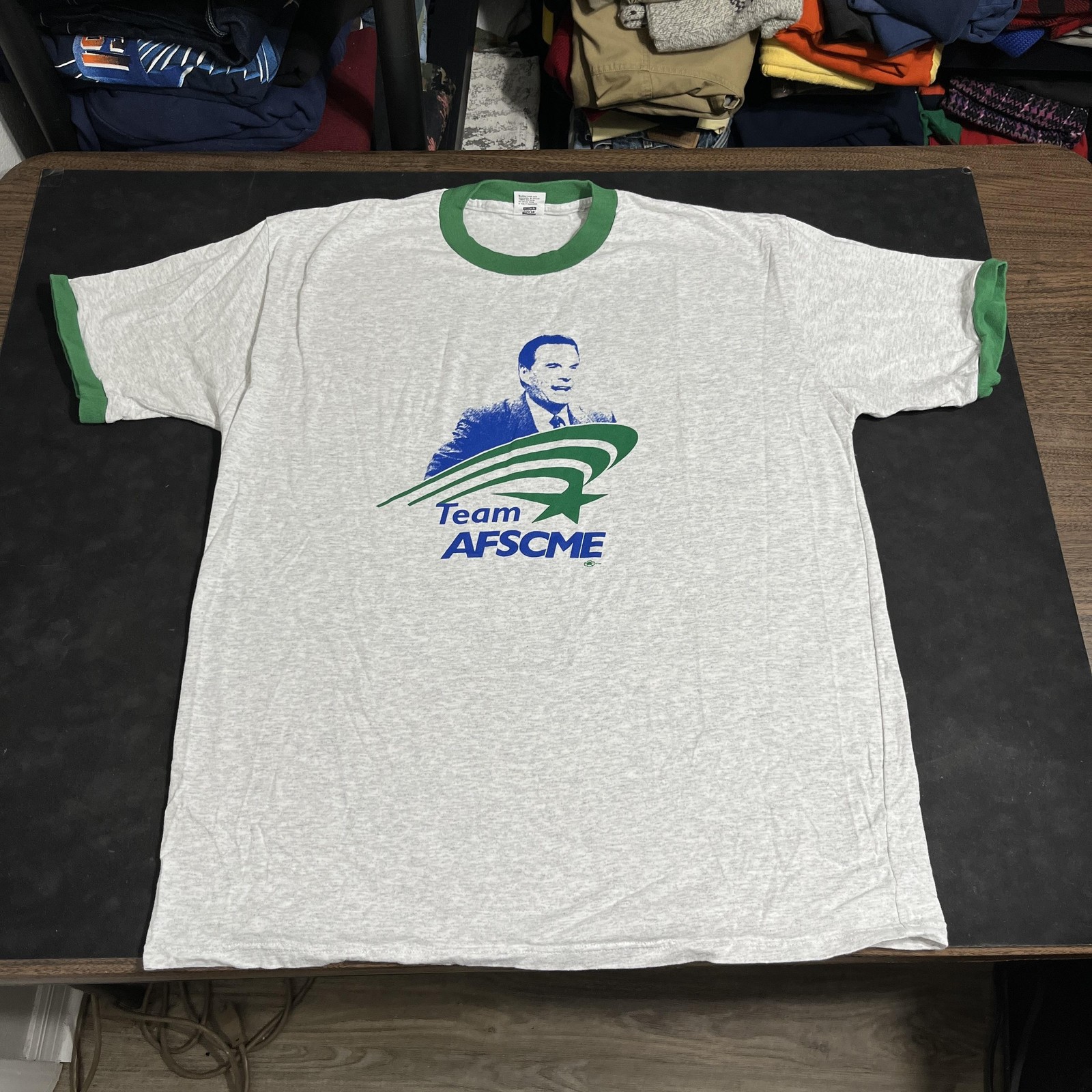 Team AFSCME McEntee 56 Political Shirt Mens 2XL Union Leader Line Ringer Tee USA