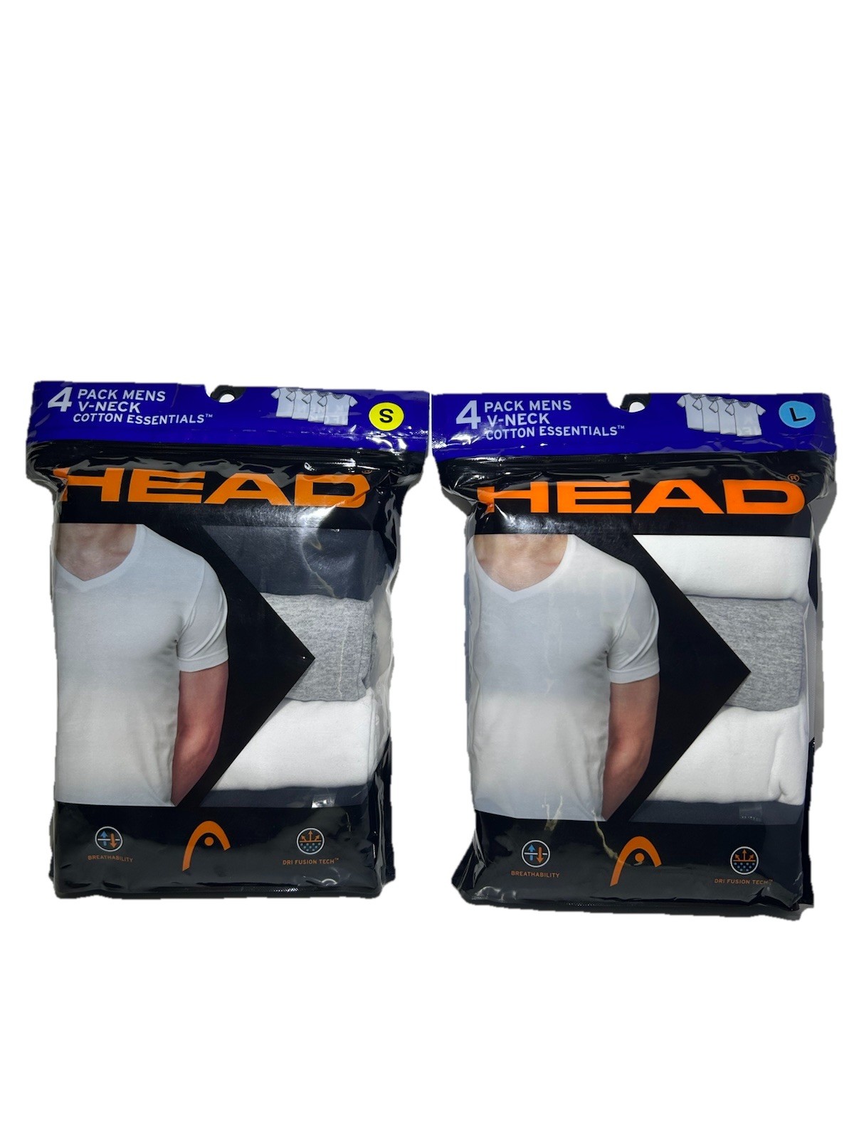 New Head Men’s 4 Pack V-Neck Cotton Essential Soft Cotton T-Shirts Size S and L gallery
