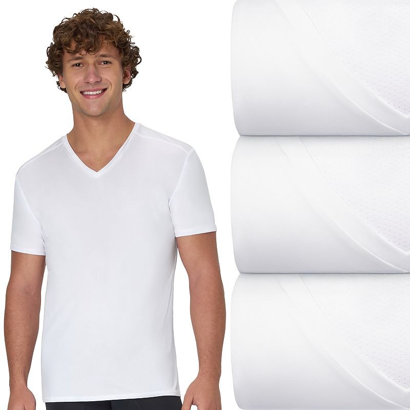 Men’s Hanes 3Pk Moves Ultimate X Temp Mesh Back V-Neck Undershirts L