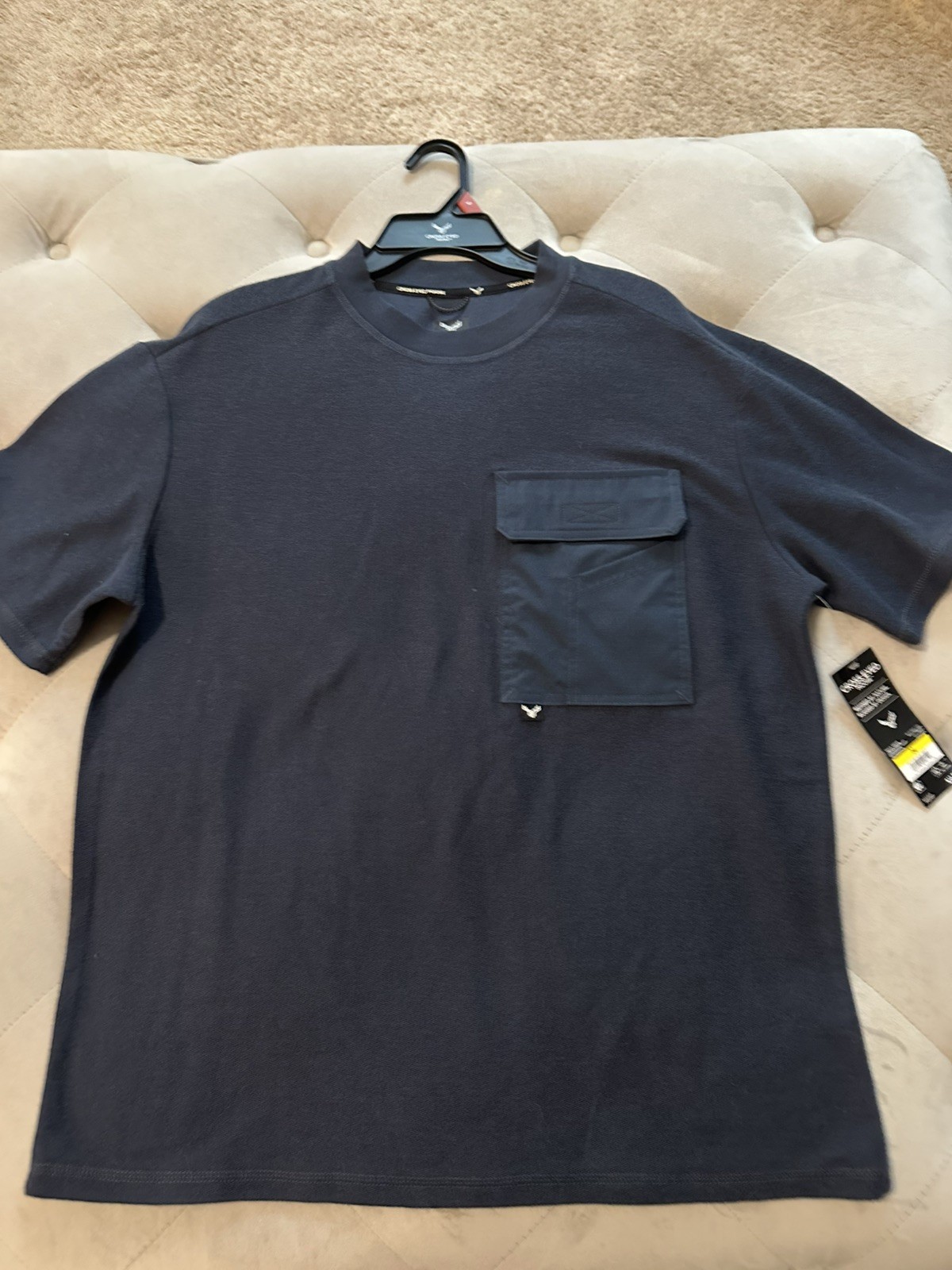 New Cross Eyed Moose Mens Short Sleeve Blue Climber Cargo TShirt Size M