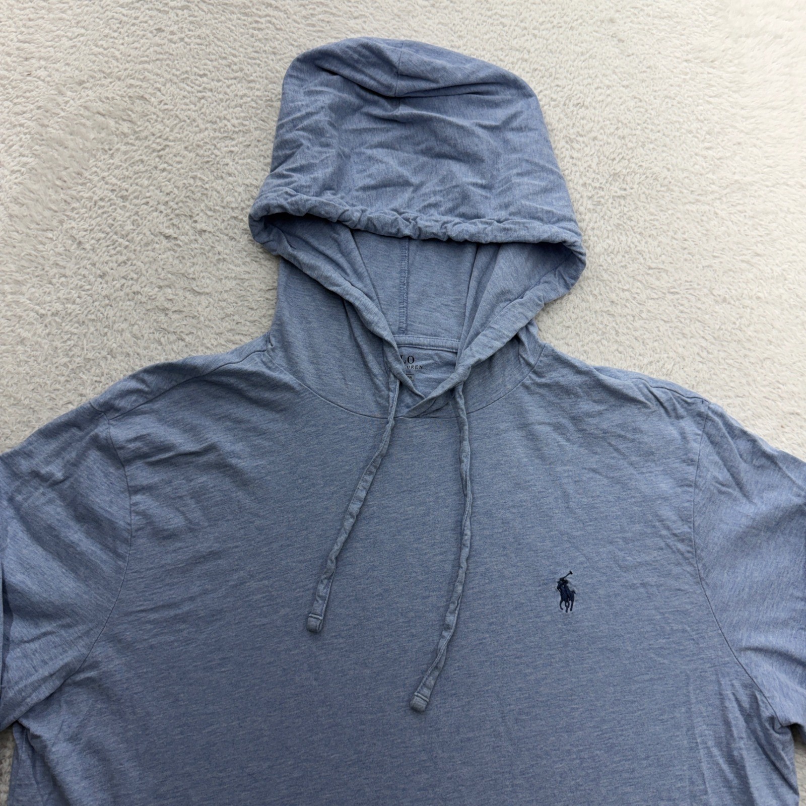 Polo Ralph Lauren Mens Hooded T-Shirt Light Blue Heather Cotton Long Sleeve L gallery