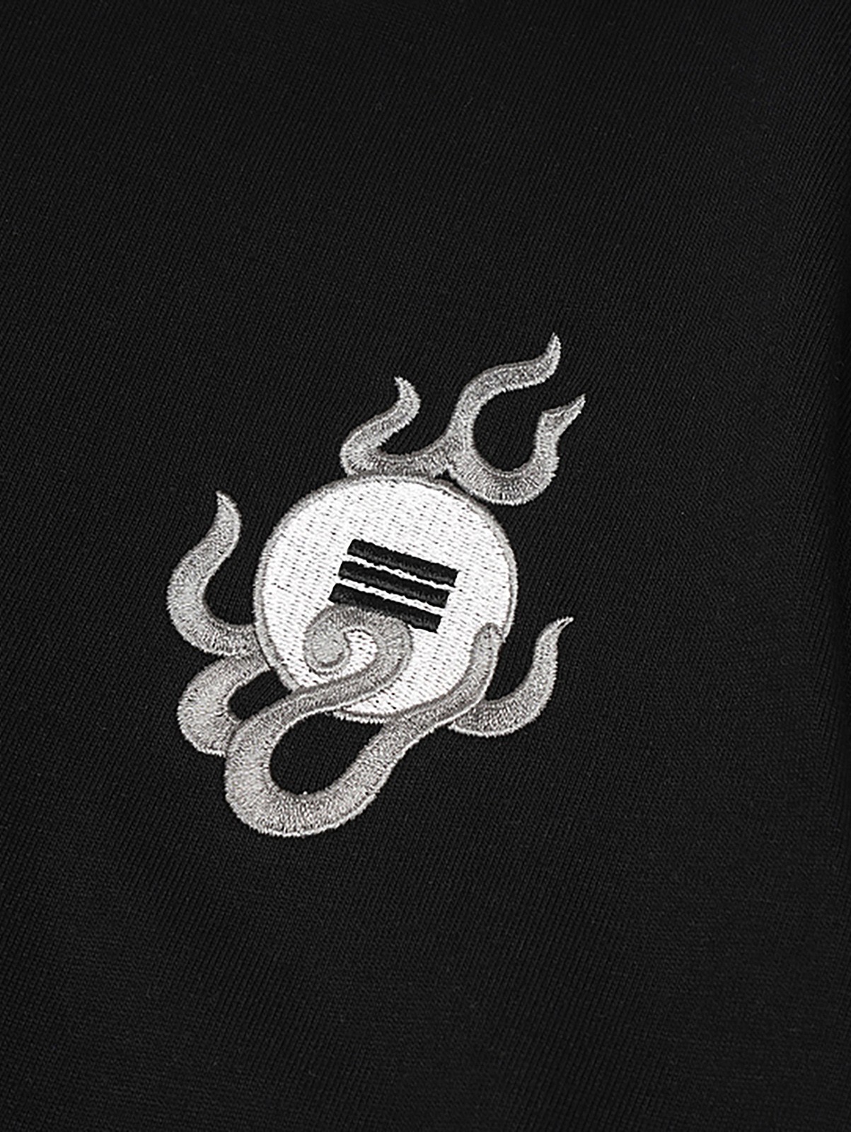 Niepce Men's Dragon with Red Flames Embroidery Tee Japanese Streetwear T-Shirt gallery