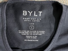 BYLT Drop Cut Dual Layer Lux Shirt Men’s Large Long Sleeve Navy Blue Stretch