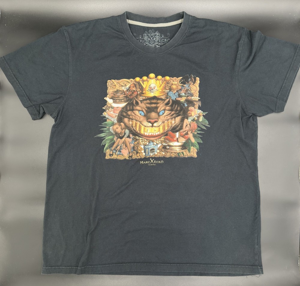 VINTAGE Marc Ecko Cut & Sew Cheshire Cat T-Shirt Alice In Wonderland RARE