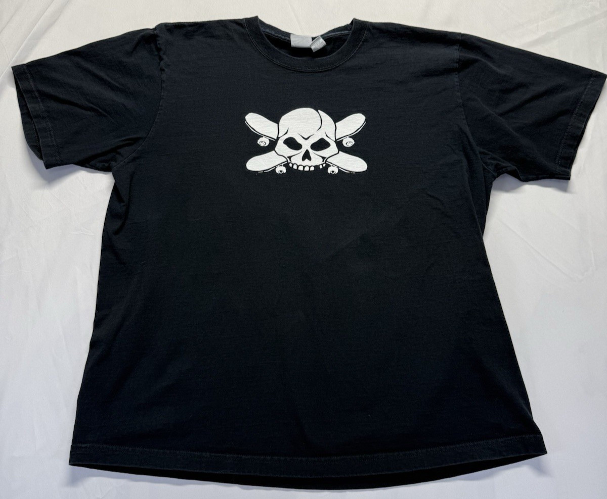 Utility Skull Crossbones graphic Black tee Men’s Large Tshirt Punk Biker