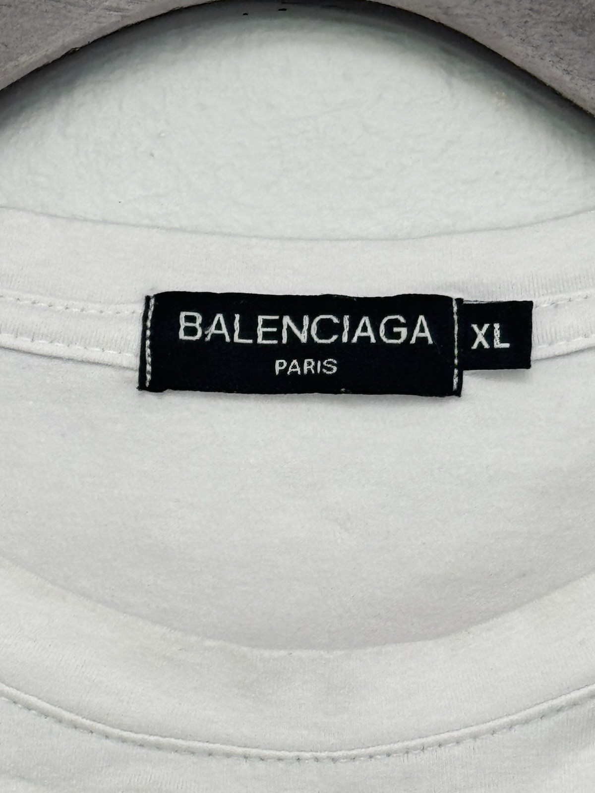 Balenciaga White T-Shirt 3D Logo Glitter Rhinestone Embellished Mens Size XL gallery