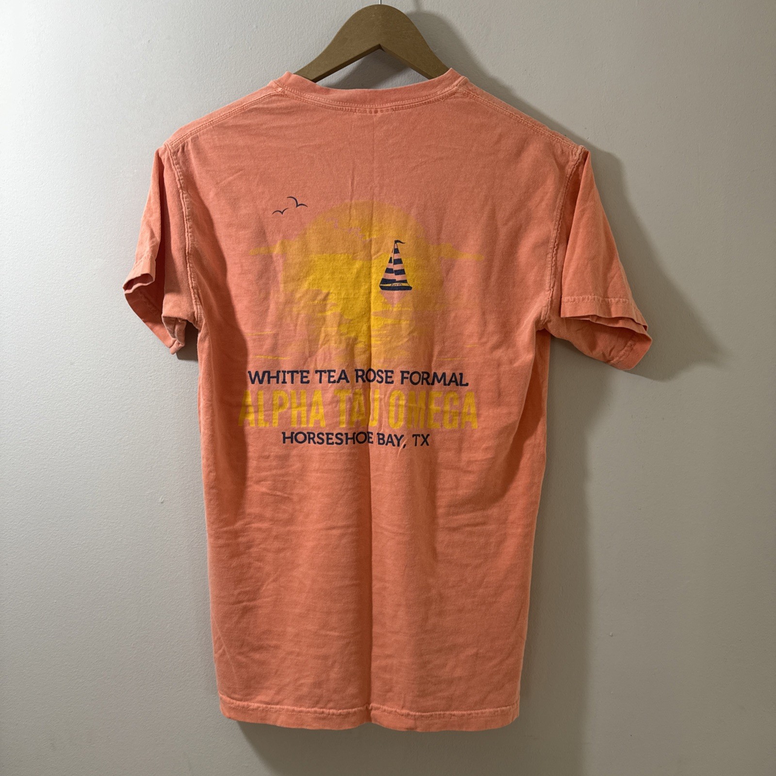 Comfort Colors White Tea Rose Formal Alpha Tau Omega Horseshoe Bay, TX T Shirt S gallery